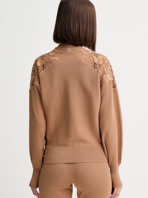 Twinset kardigan damski kolor brązowy lekki 252TP3405