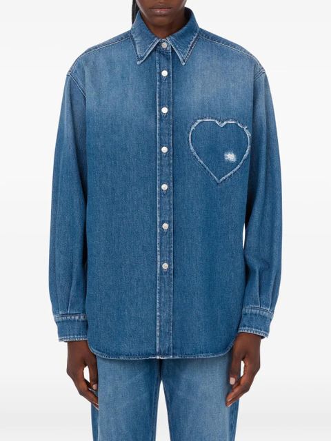 Moschino heart-detail long-sleeve shirt - Blue
