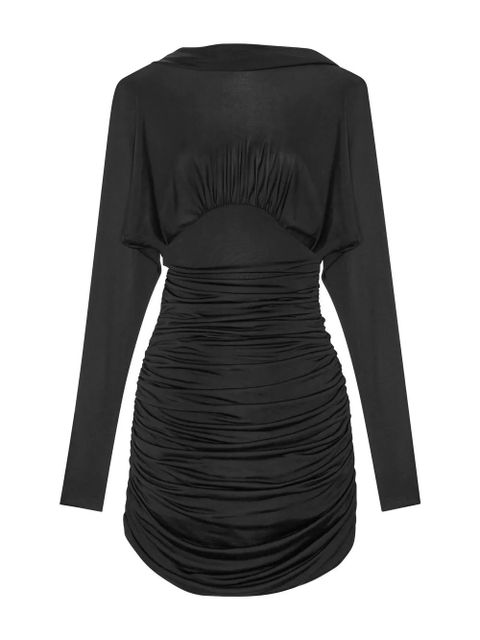 Saint Laurent ruched curved-hem long-sleeve dress - Black - zdjęcie produktu nr 2