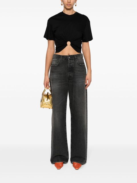 Rabanne ring-embellished T-shirt - Black - zdjęcie produktu nr 2