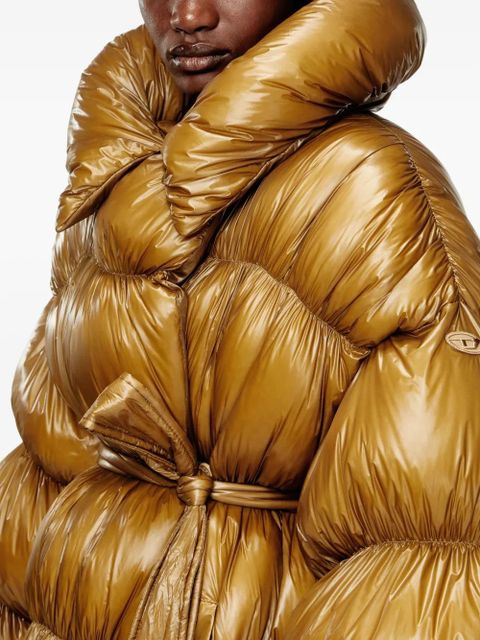 Diesel quilted belted long coat - Yellow