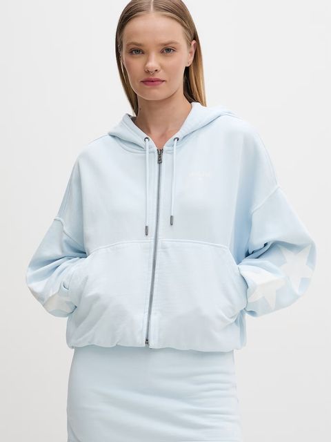 Guess Jeans bluza rozpinana z kapturem damska bawełniana - zdjęcie produktu nr 2