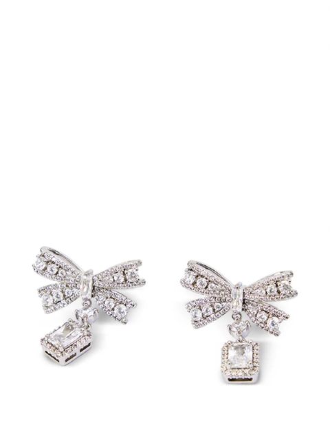 Self-Portrait crystal bow drop earrings - Silver - zdjęcie produktu nr 1