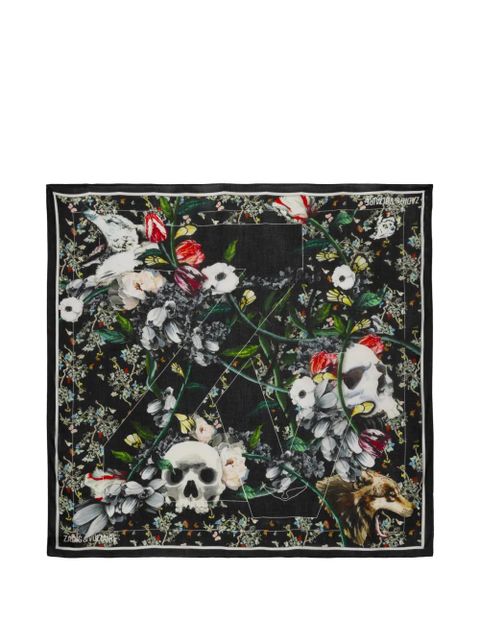 Zadig&Voltaire floral skull scarf - Black - zdjęcie produktu nr 1