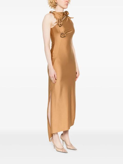 Coperni asymmetric flower maxi dress - Brown