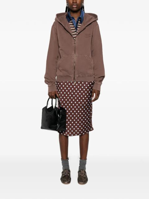 Miu Miu embroidered zip hoodie - Brown - zdjęcie produktu nr 2