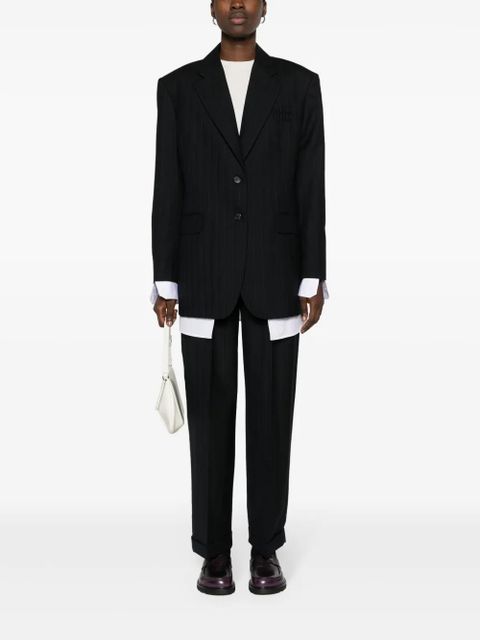 Miu Miu high-waisted pinstripe tailored trousers - Blue - zdjęcie produktu nr 2