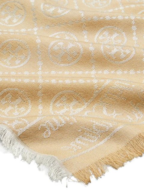 Tory Burch T monogram-jacquard scarf - Neutrals