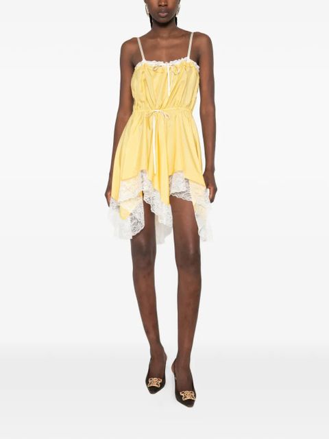 Saint Laurent lace-detail strapless mini dress - Yellow - zdjęcie produktu nr 2
