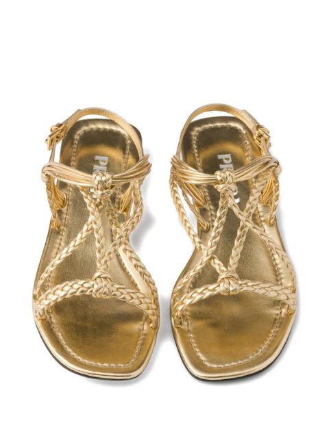 Prada flat mordoré nappa leather sandals - Gold