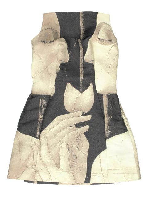 Cult Gaia portrait-print strapless mini dress - Grey - zdjęcie produktu nr 1