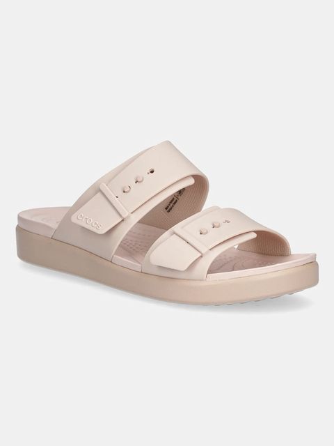 Crocs klapki Brooklyn Buckle Low damskie kolor różowy na platformie 211215 - zdjęcie produktu nr 1