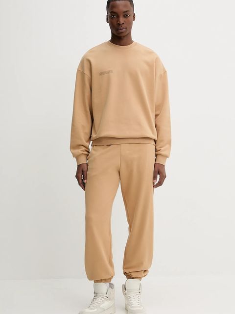 Pangaia bluza bawełniana kolor beżowy z nadrukiem 10000183