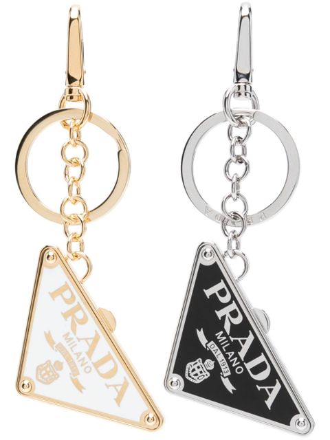 Prada triangle-logo keyring - White - zdjęcie produktu nr 1