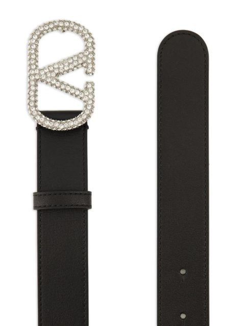 Valentino Garavani VLogo Signature crystal-embellished belt - Black