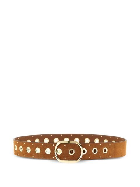 PINKO studded cut-out leather belt - Brown - zdjęcie produktu nr 1