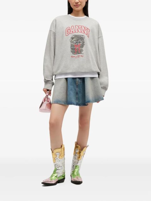 GANNI graphic-print sweatshirt - Grey