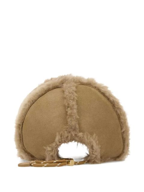 Miu Miu shearling-trim baseball cap - Neutrals