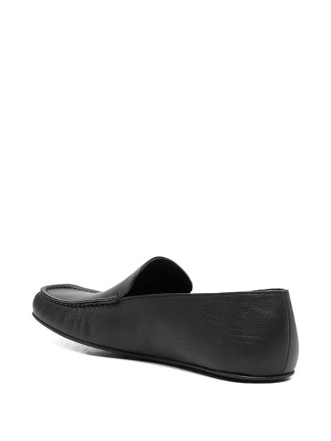 The Row Leo grained whipstitch loafers - Black