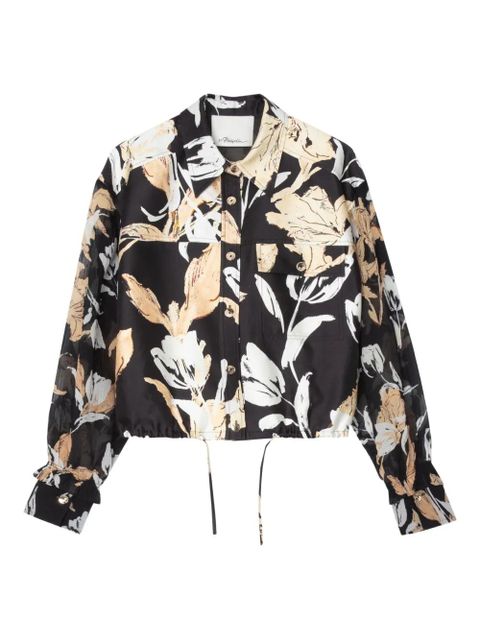 3.1 Phillip Lim floral-print drawstring shirt - Black - zdjęcie produktu nr 1