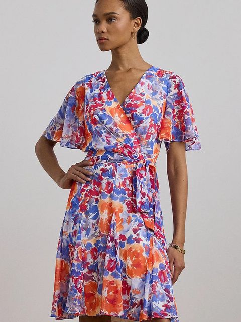 Lauren Ralph Lauren sukienka kolor niebieski mini rozkloszowana 250957086