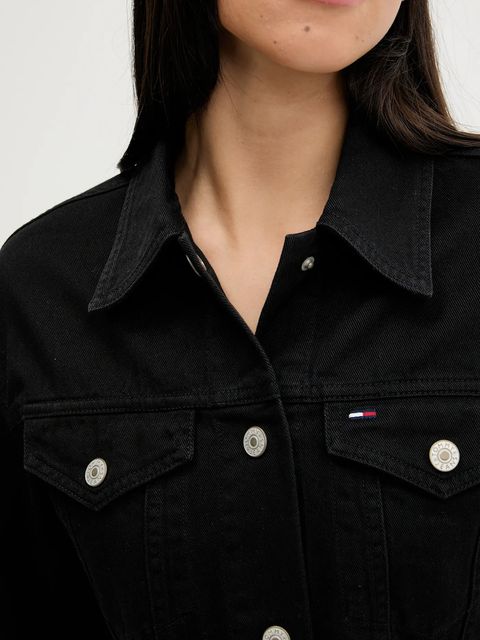 Tommy Jeans kurtka jeansowa kolor czarny przejściowa oversize DW0DW21431