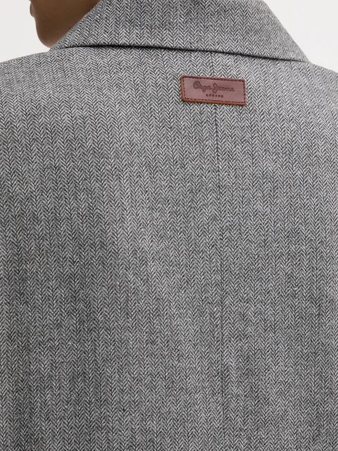 Pepe Jeans marynarka z domieszką wełny kolor szary dwurzędowa wzorzysta PL4024351