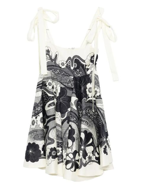 ALEMAIS Mickey floral-print mini dress - Neutrals