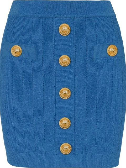 Balmain button-detail knitted miniskirt - Blue - zdjęcie produktu nr 1