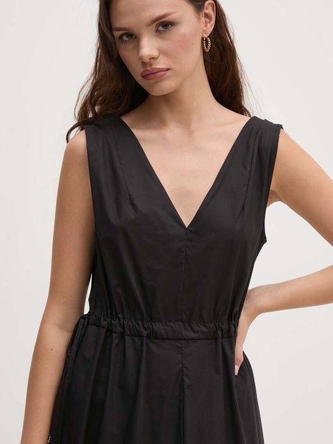 Sandro Ferrone sukienka bawełniana kolor czarny midi rozkloszowana SFS7XBDMADA