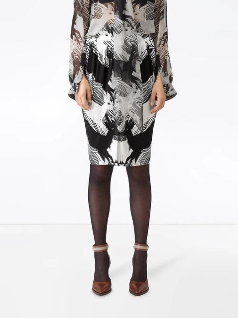 Burberry abstract deer print skirt - White