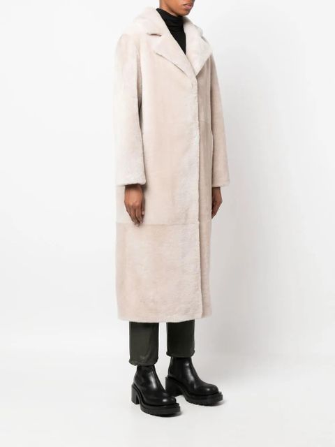 Yves Salomon Meteo merino lambskin long coat - Neutrals
