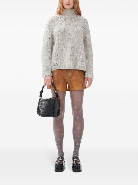 GANNI Bou crocodille-effect leather bucket bag - Black