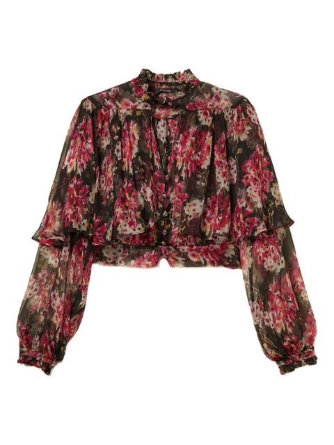 TWINSET floral ruffled tie-neck shirt - Pink - zdjęcie produktu nr 1