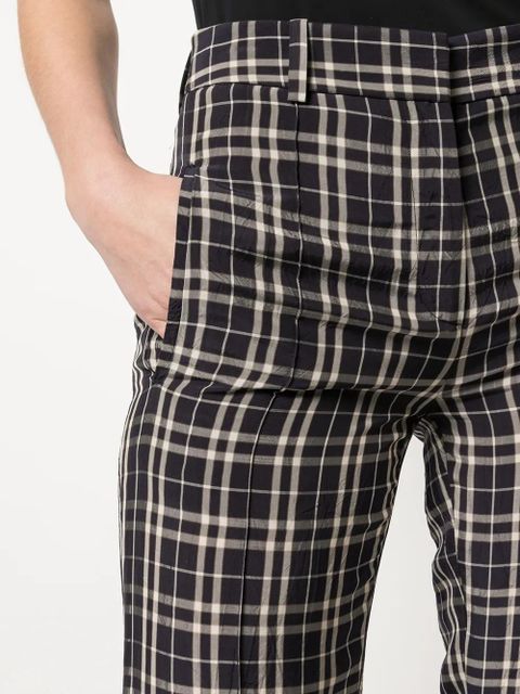 KHAITE Stockard check flared trousers - Blue