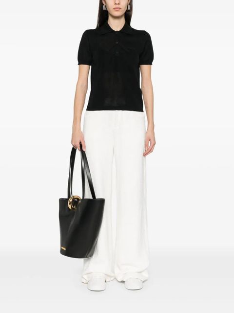 Moncler logo-embroidered polo shirt - Black