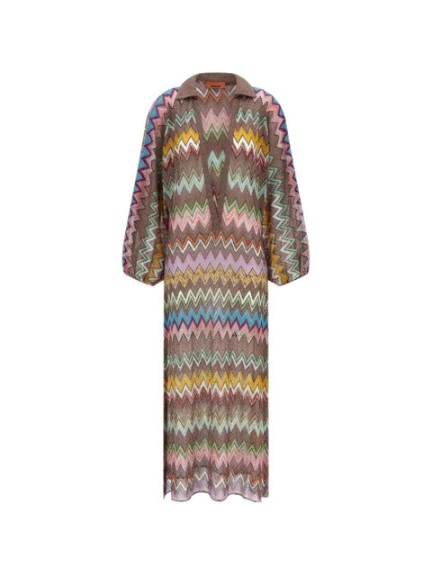 Missoni zigzag-print V-neck dress - Brown - zdjęcie produktu nr 1