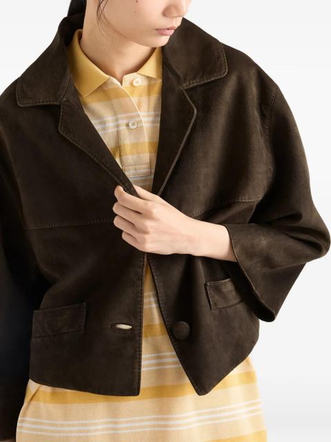 Prada Cropped suede jacket - Brown