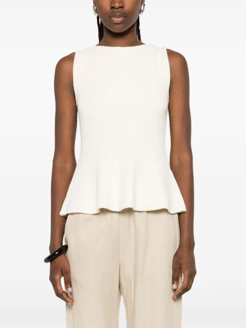 Róhe ribbed-knit peplum top - Neutrals