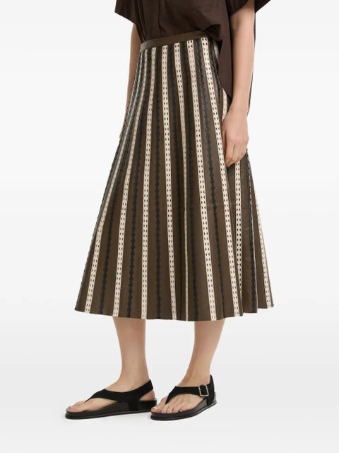 Yves Salomon perforated leather midi skirt - Brown