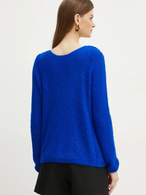 Morgan sweter z domieszką wełny MACARO damski kolor niebieski MACARO