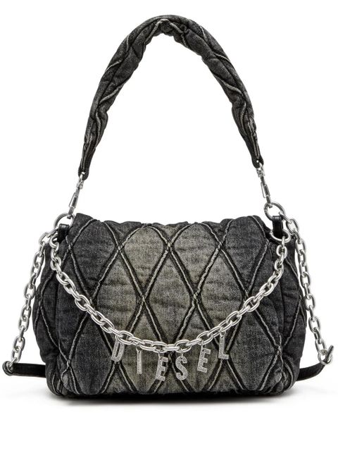 Diesel Charm-D L denim shoulder bag - Black - zdjęcie produktu nr 1