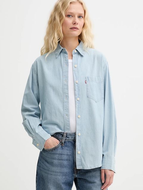 Levi's koszula bawełniana HARLIE NEW BF SHIRT damska kolor niebieski relaxed z kołnierzykiem klasycznym 001HM - zdjęcie produktu nr 1