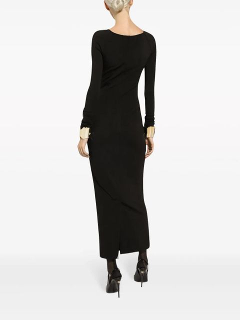 Dolce & Gabbana long-sleeve square-neck midi dress - Black