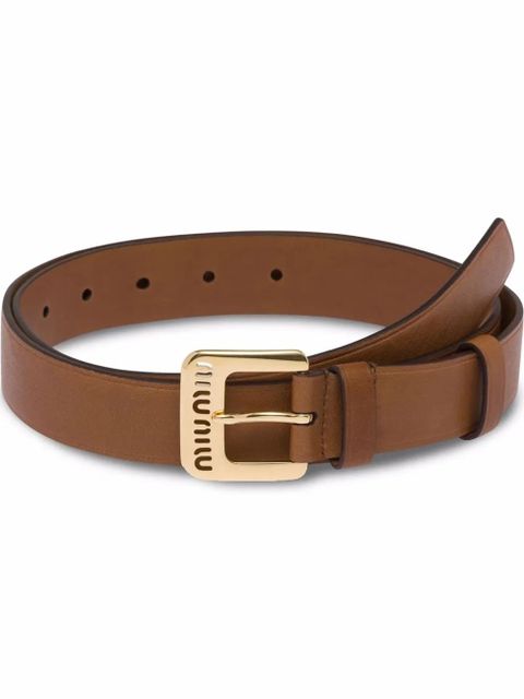 Miu Miu cut-out logo leather belt - Brown - zdjęcie produktu nr 1