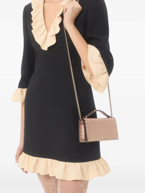 Valentino Garavani small rockstud laminated grainy calfskin tote bag - Pink