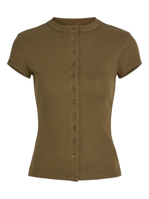 Reformation Raelynn buttoned ribbed top - Green - zdjęcie produktu nr 1