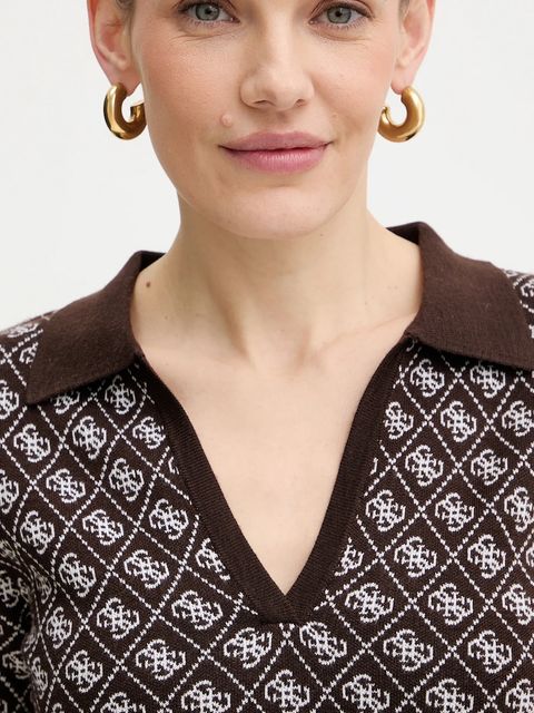 Guess sukienka z domieszką wełny AUBREY kolor brązowy mini dopasowana W5BK25 Z3JD2