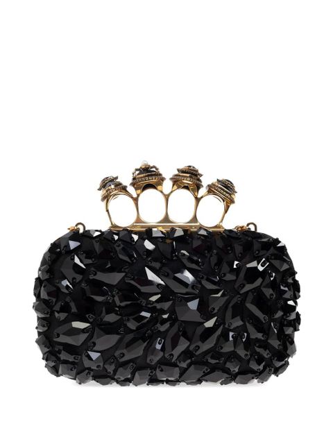 Alexander McQueen jewel four-ring silk tote bag - Black