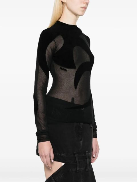 The Attico fine-knit sheer top - Black